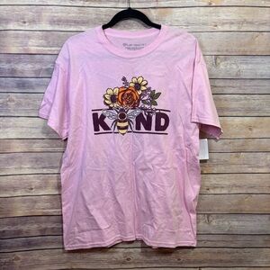 Surf Ministry Large Pink Tee T-Shirt Bee Kind NWT 100% Cotton